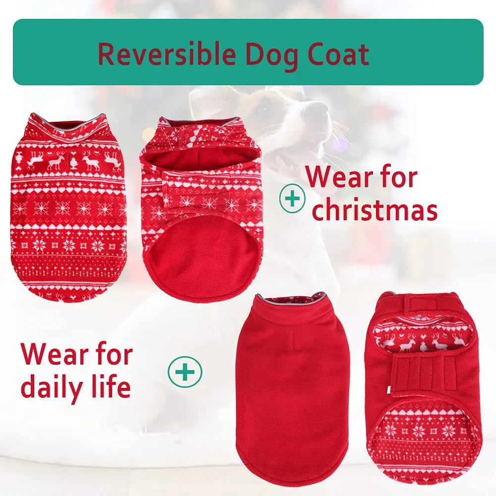 Reversible Christmas Dog Vest, Warm Coat. A0022