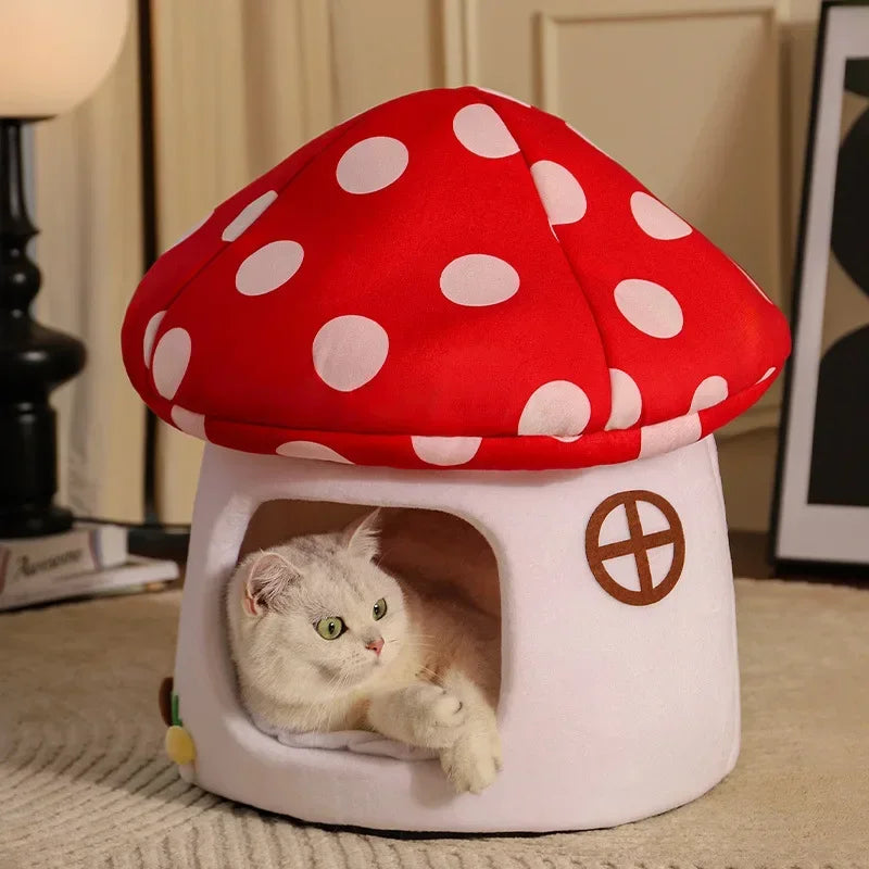 Red Umbrella Mushroom Cat House A0379