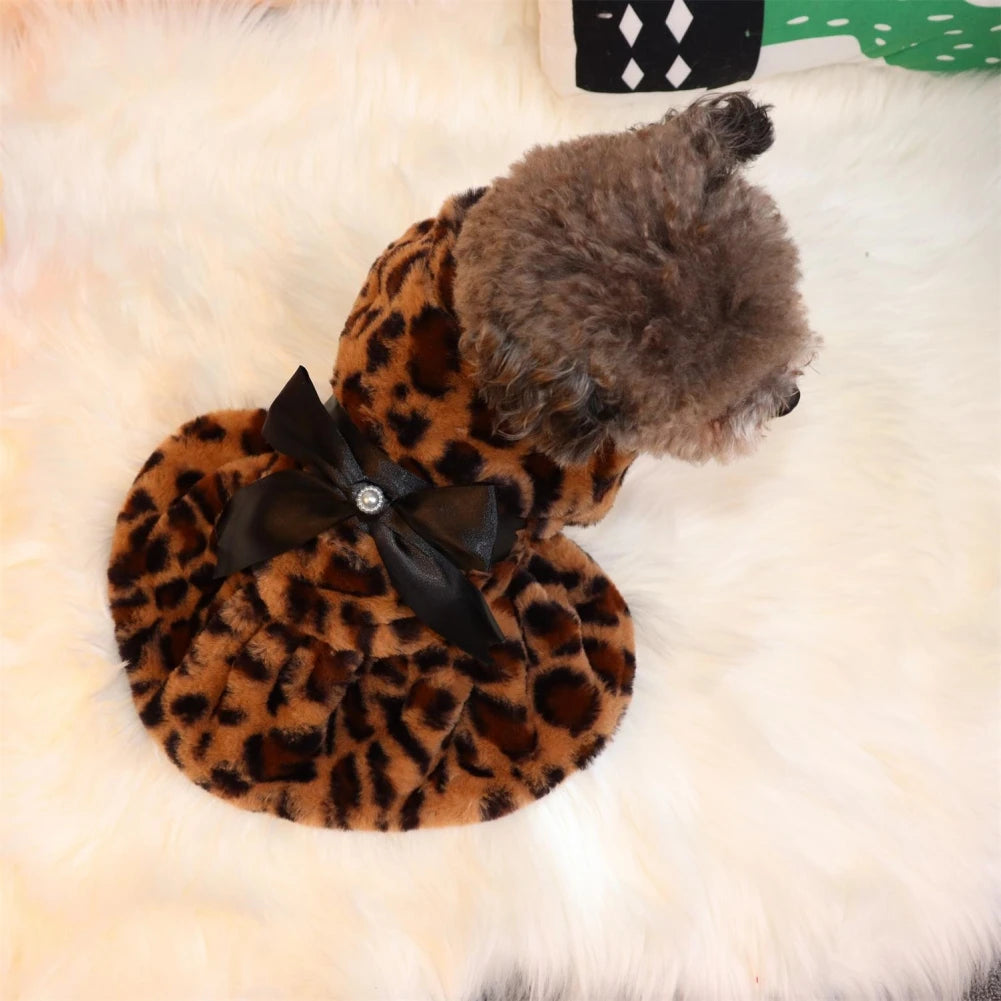 Leopard Print Plush Pet Coat  A0130