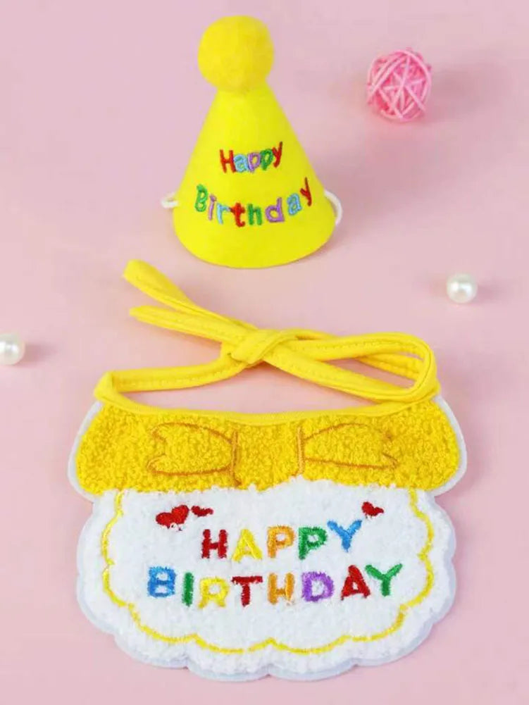 Cat Dog Birthday Bib And Party Hat A0236