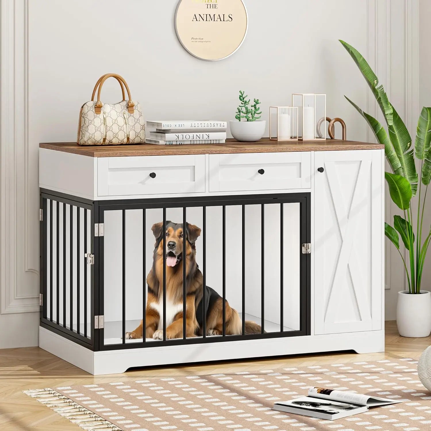 Wooden Dog Crate with Storage A0004