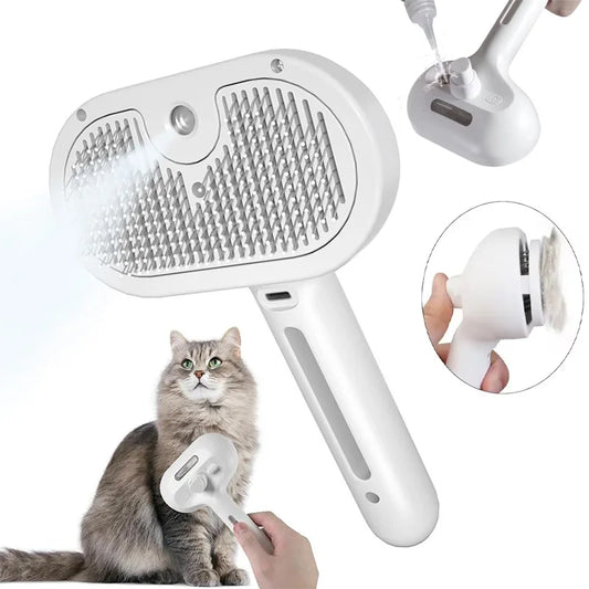 3-in-1 Electric Pet Brush – Spray & Anti-Tangle A0418