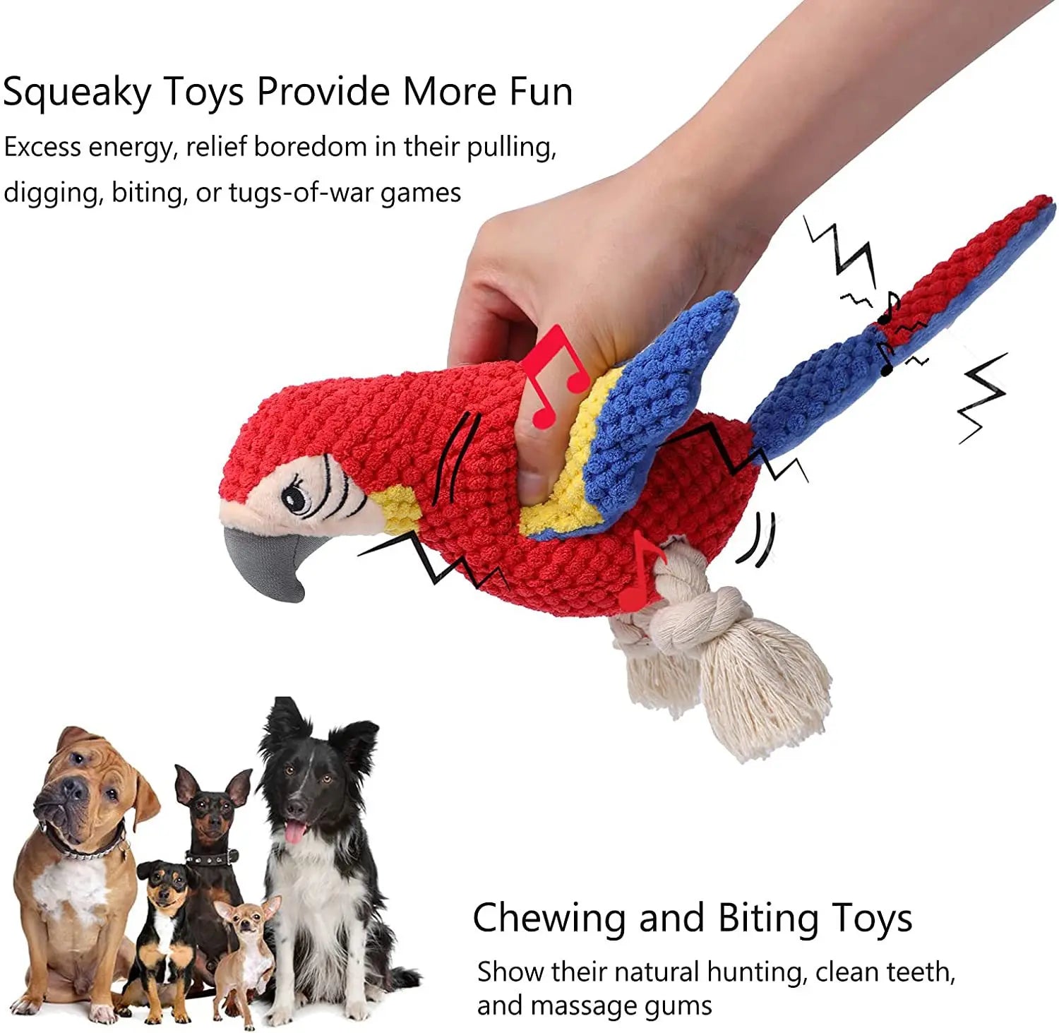 Indestructible Plush Parrot Squeaky Dog Toy A0423