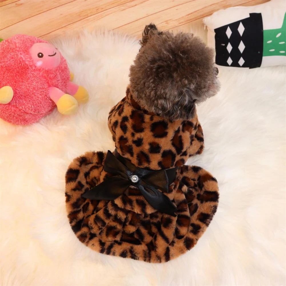 Leopard Print Plush Pet Coat  A0130