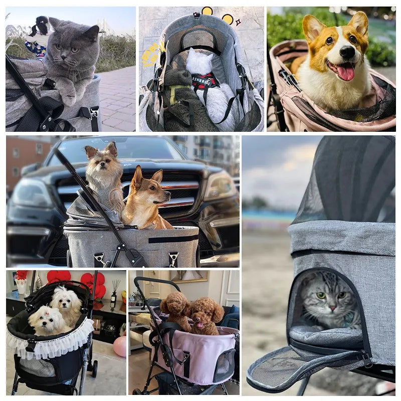 Pet Stroller One-Hand Fold for 2 Pets A0366