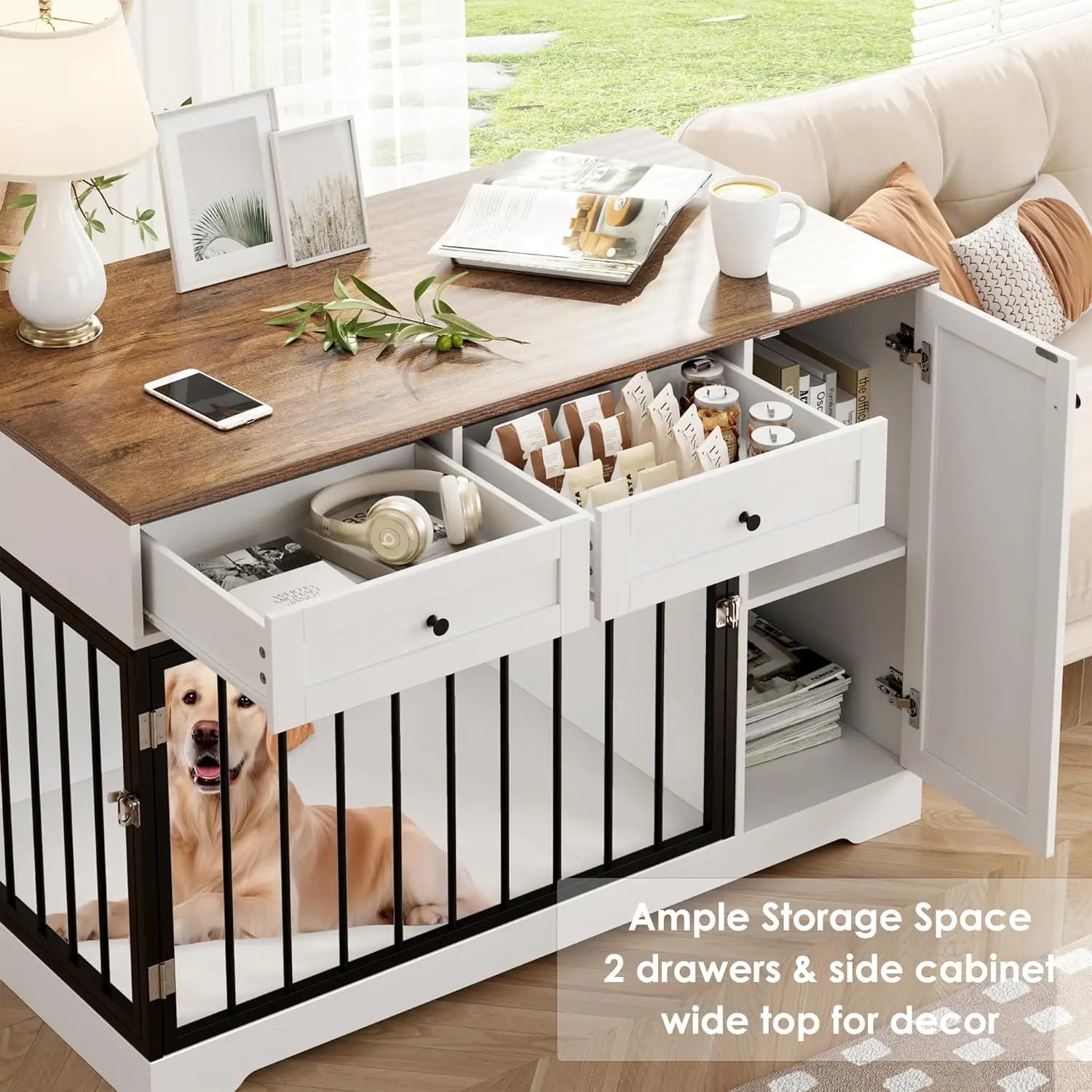 Wooden Dog Crate with Storage A0004