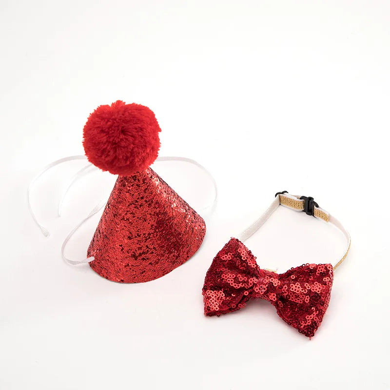 2Pcs/Set Cat & Dog Bow Tie Hat A0220