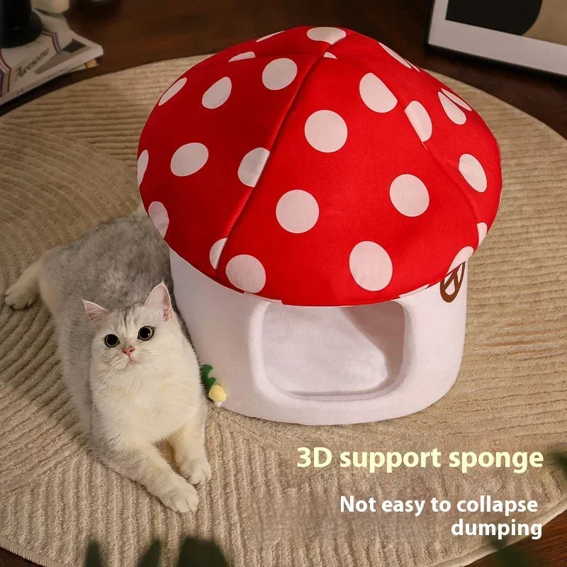 Red Umbrella Mushroom Cat House A0379