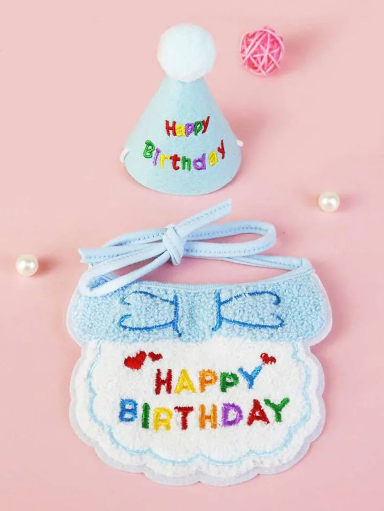 Cat Dog Birthday Bib And Party Hat A0236