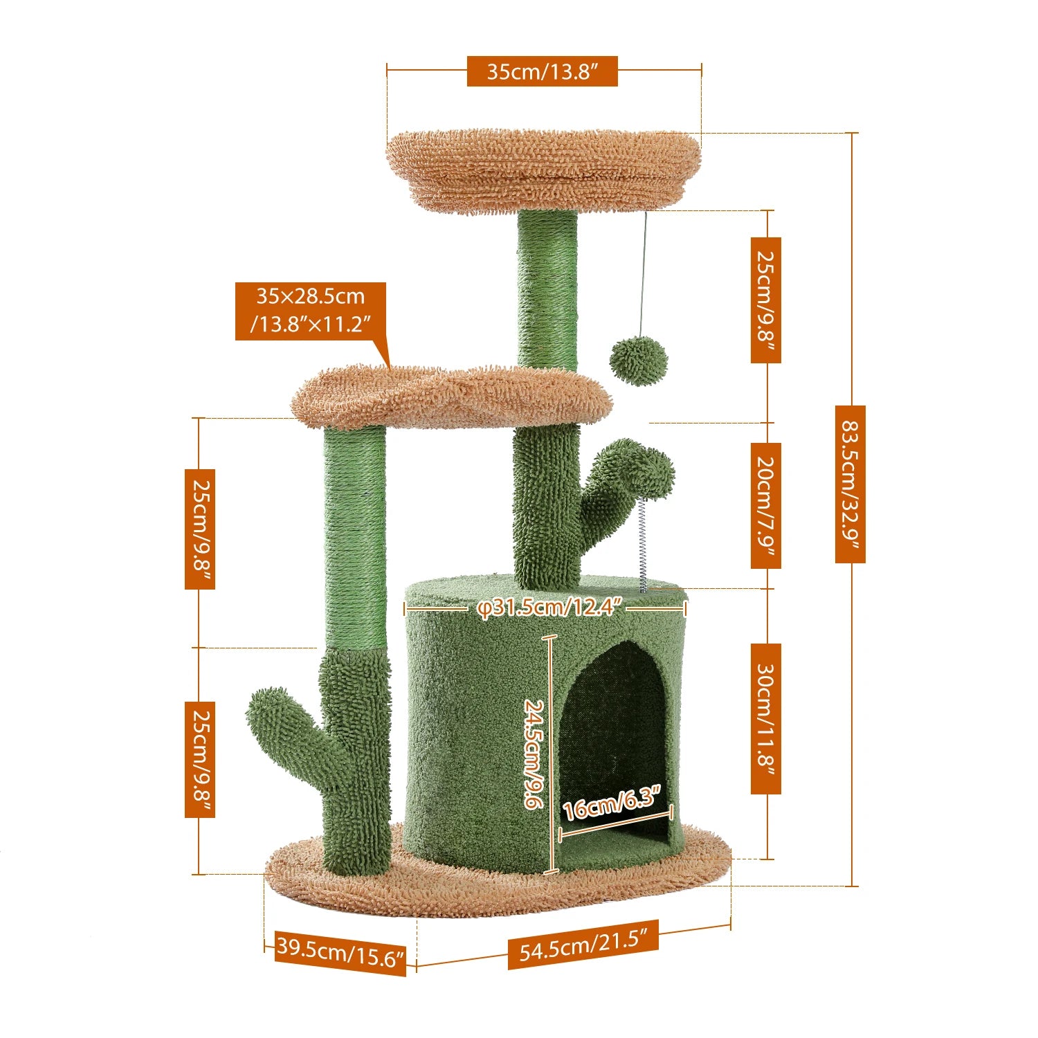 Festive Cactus Cat Scratching Post Tower with Sisal Rope  A0291