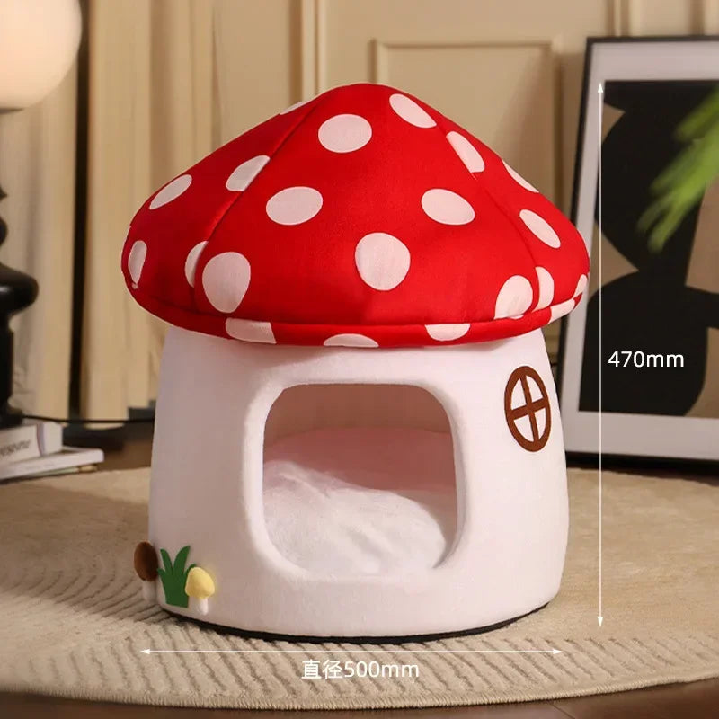 Red Umbrella Mushroom Cat House A0379