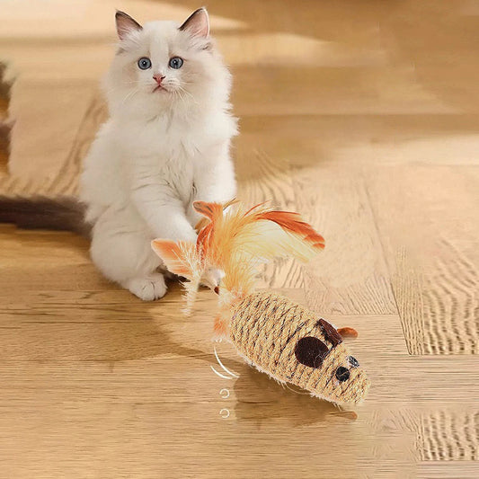 3pcs Sisal Cat Toys with Feathers & Rattle A0228