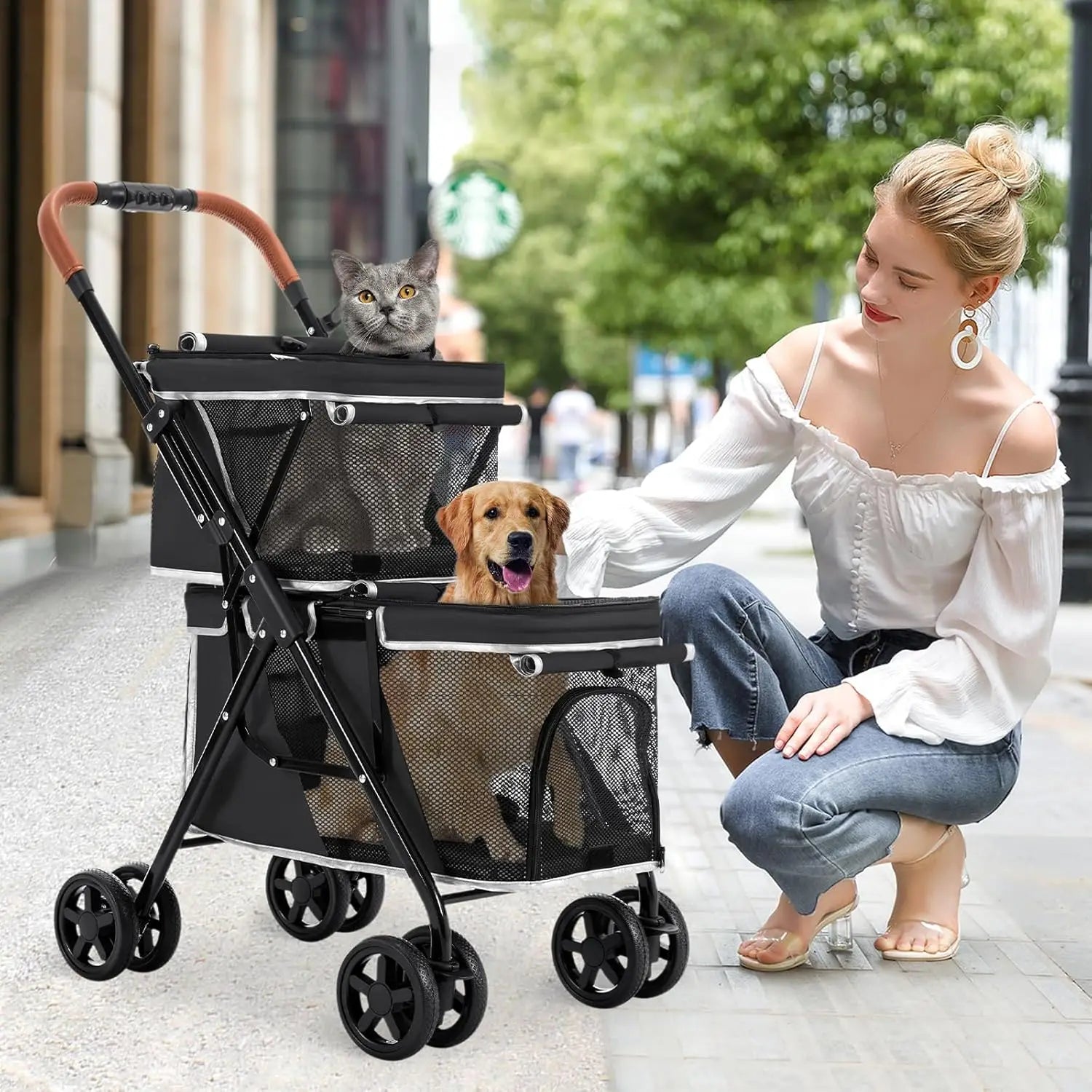 Double Pet Stroller for Dogs & Cats A0072