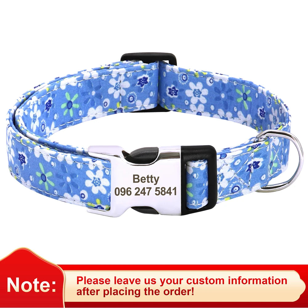 Floral Custom Dog Collar with ID Tag A0080