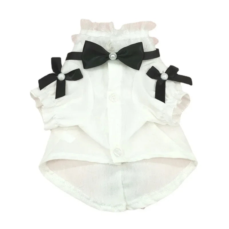 Cute Bow Tie & Lace Dog Shirt A0168