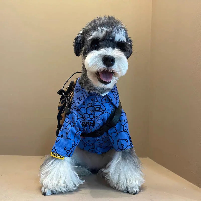 Cartoon Blue Bear Dog Shirt A0084