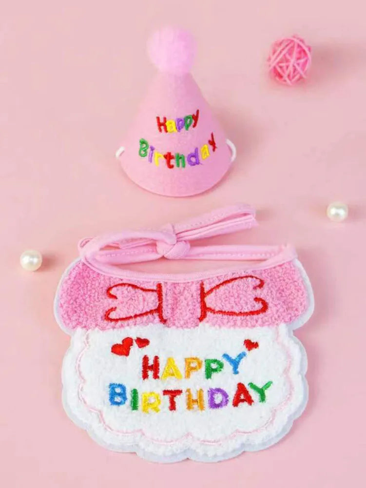 Cat Dog Birthday Bib And Party Hat A0236