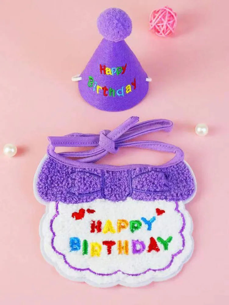 Cat Dog Birthday Bib And Party Hat A0236