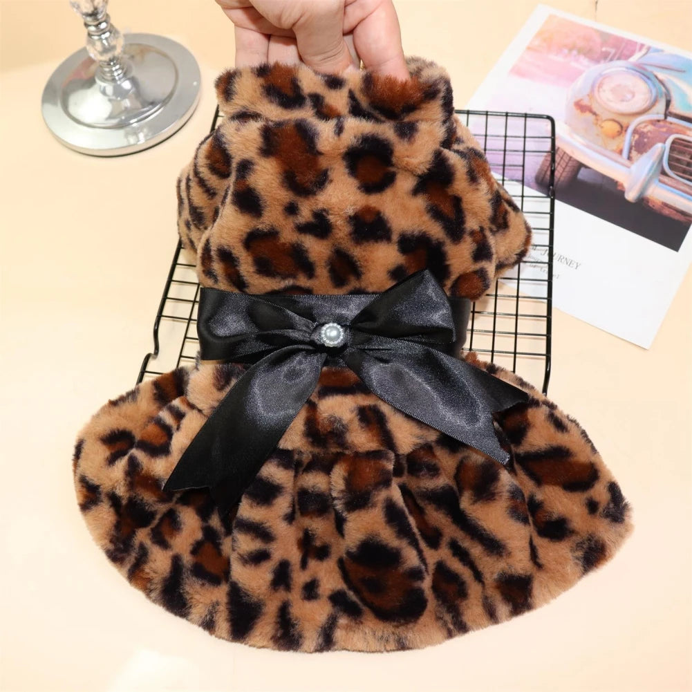 Leopard Print Plush Pet Coat  A0130