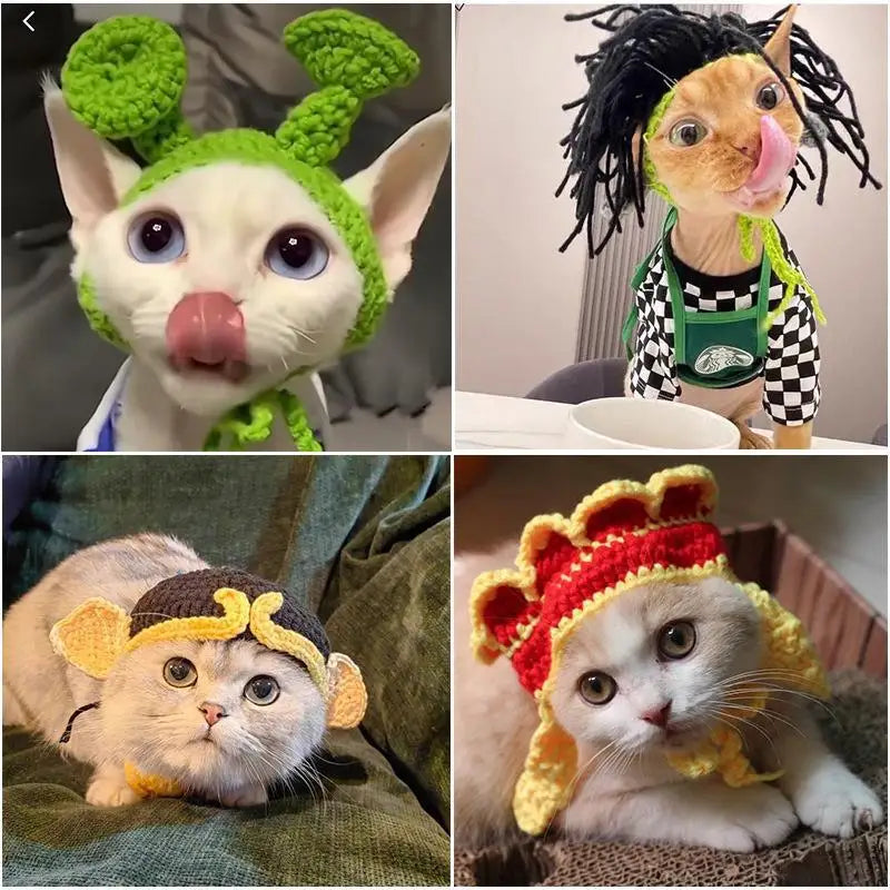 Pet Knitted Hat - Funny Cat & Dog Headgear for Cosplay A0069