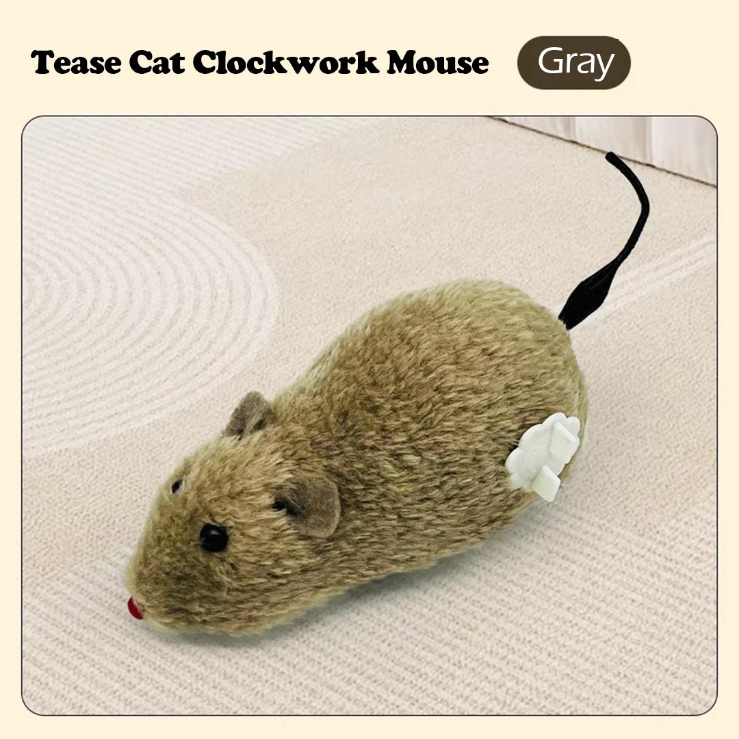 Clockwork Plush Mouse Cat Toy A0392