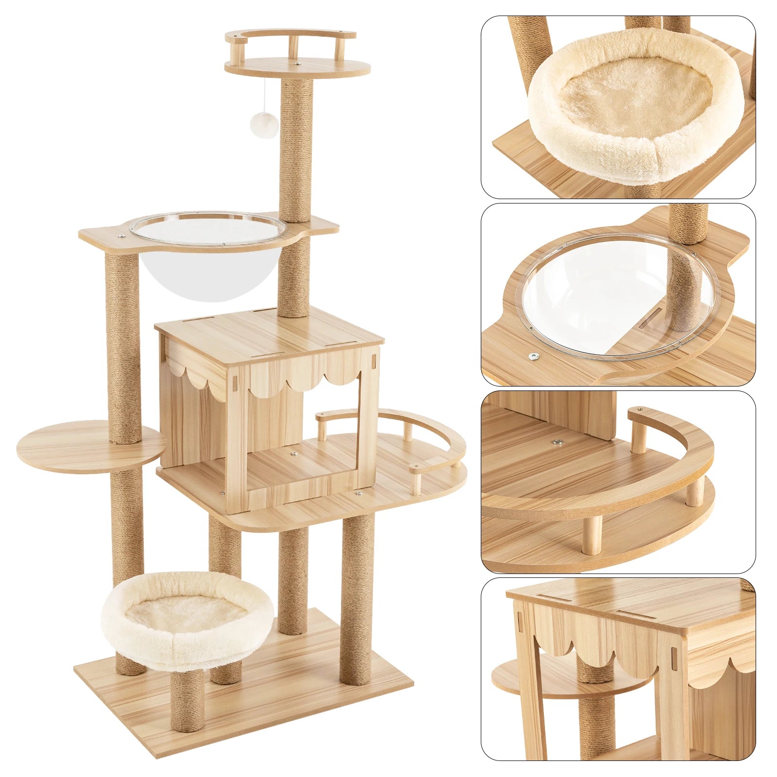 Multi-Level Wood Cat Tree A0255