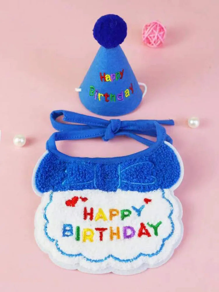 Cat Dog Birthday Bib And Party Hat A0236