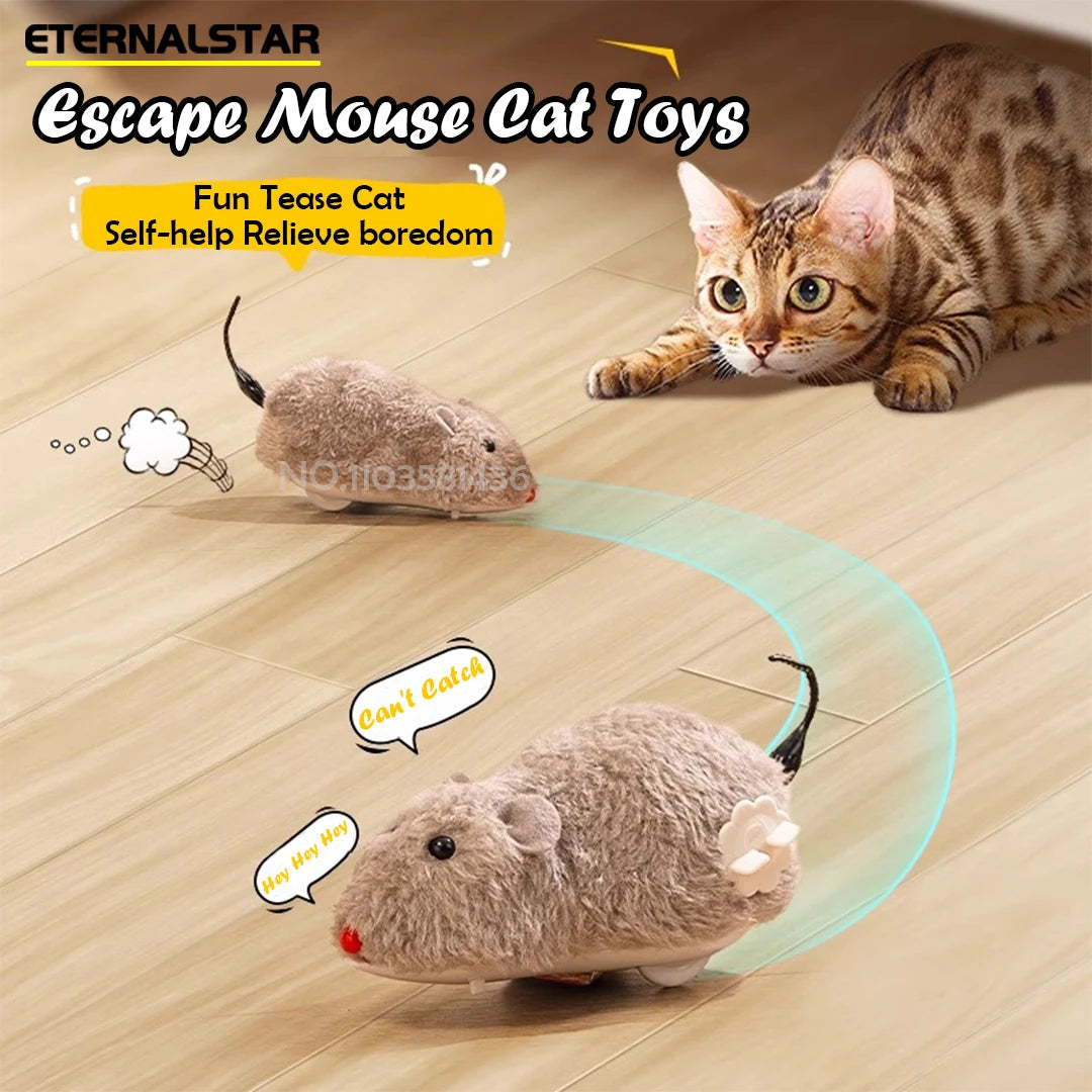 Clockwork Plush Mouse Cat Toy A0392