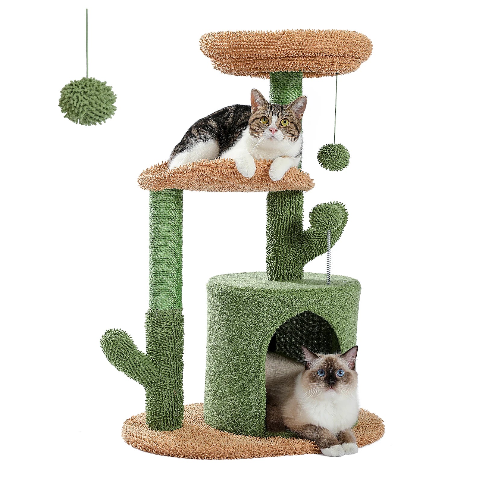 Festive Cactus Cat Scratching Post Tower with Sisal Rope  A0291