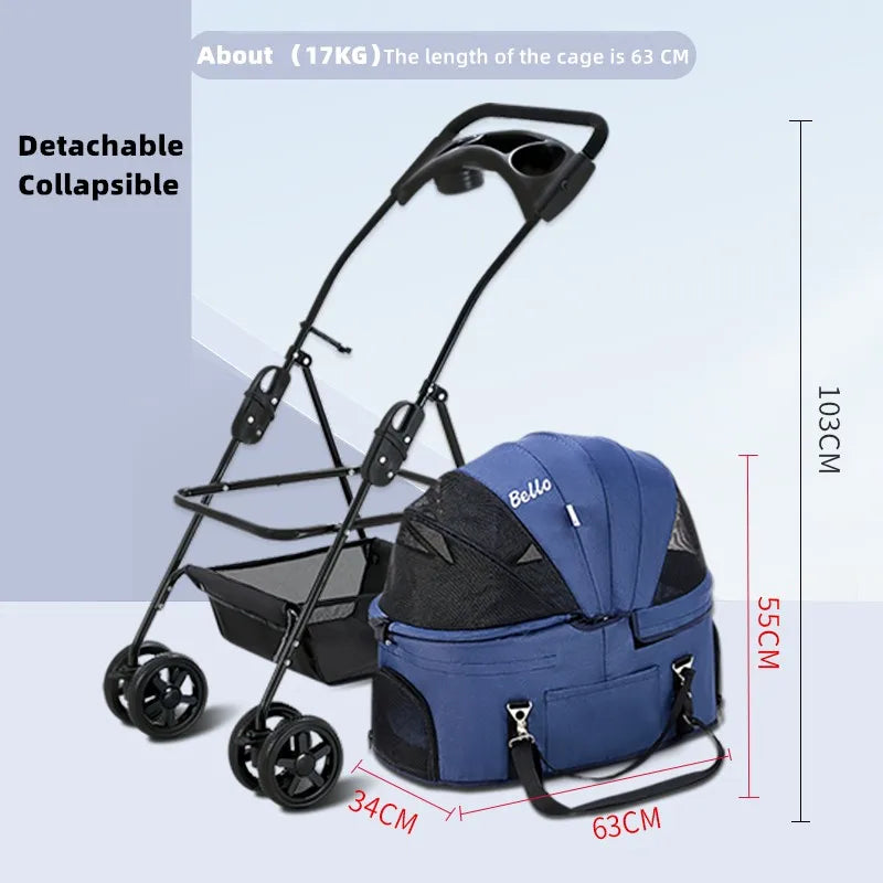 Pet Stroller One-Hand Fold for 2 Pets A0366