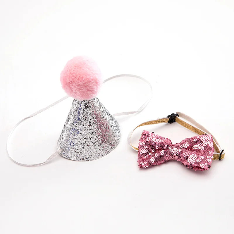 2Pcs/Set Cat & Dog Bow Tie Hat A0220