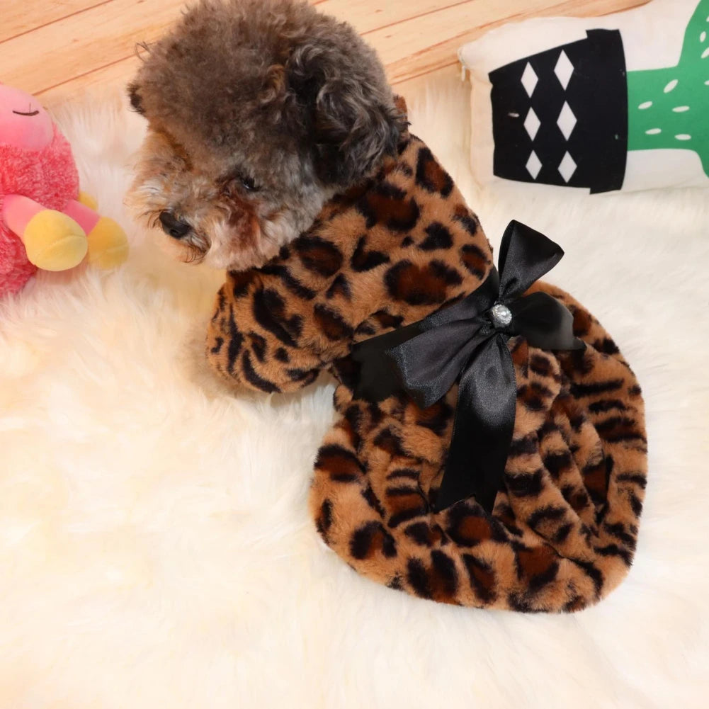 Leopard Print Plush Pet Coat  A0130