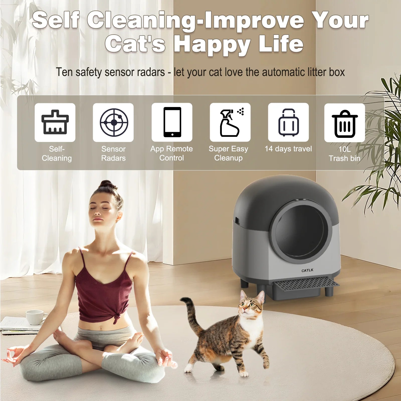 Automatic Self-Cleaning Cat Litter Box with App Control  A0353