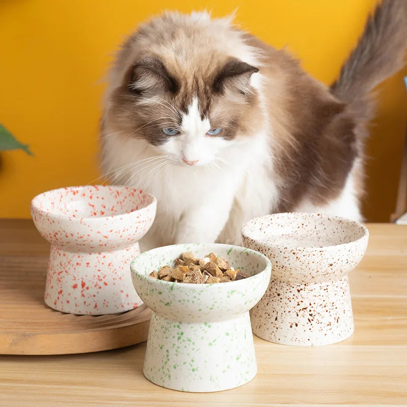 High Ceramic Cat Bowl A0338