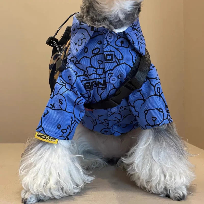 Cartoon Blue Bear Dog Shirt A0084