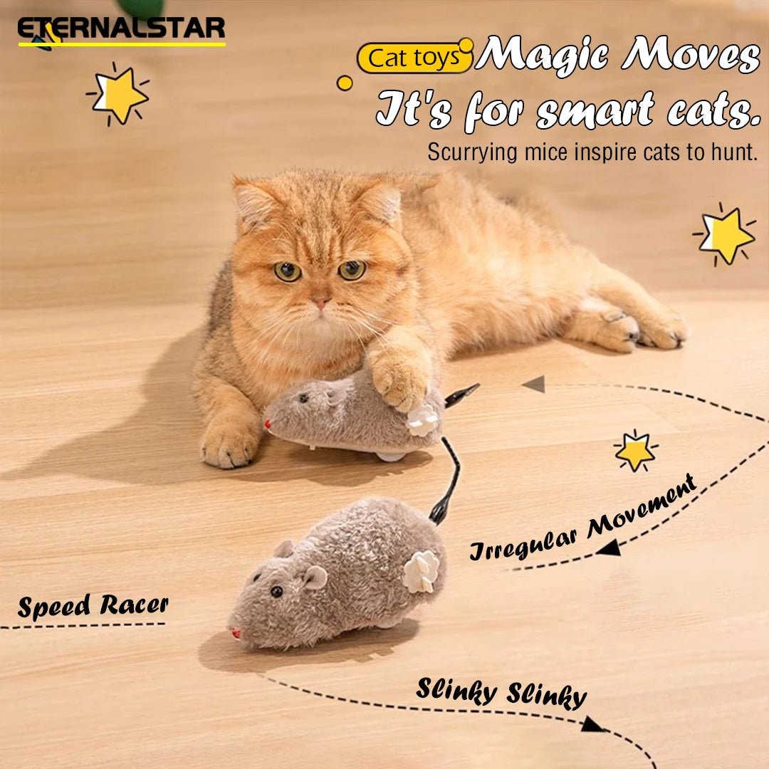 Clockwork Plush Mouse Cat Toy A0392