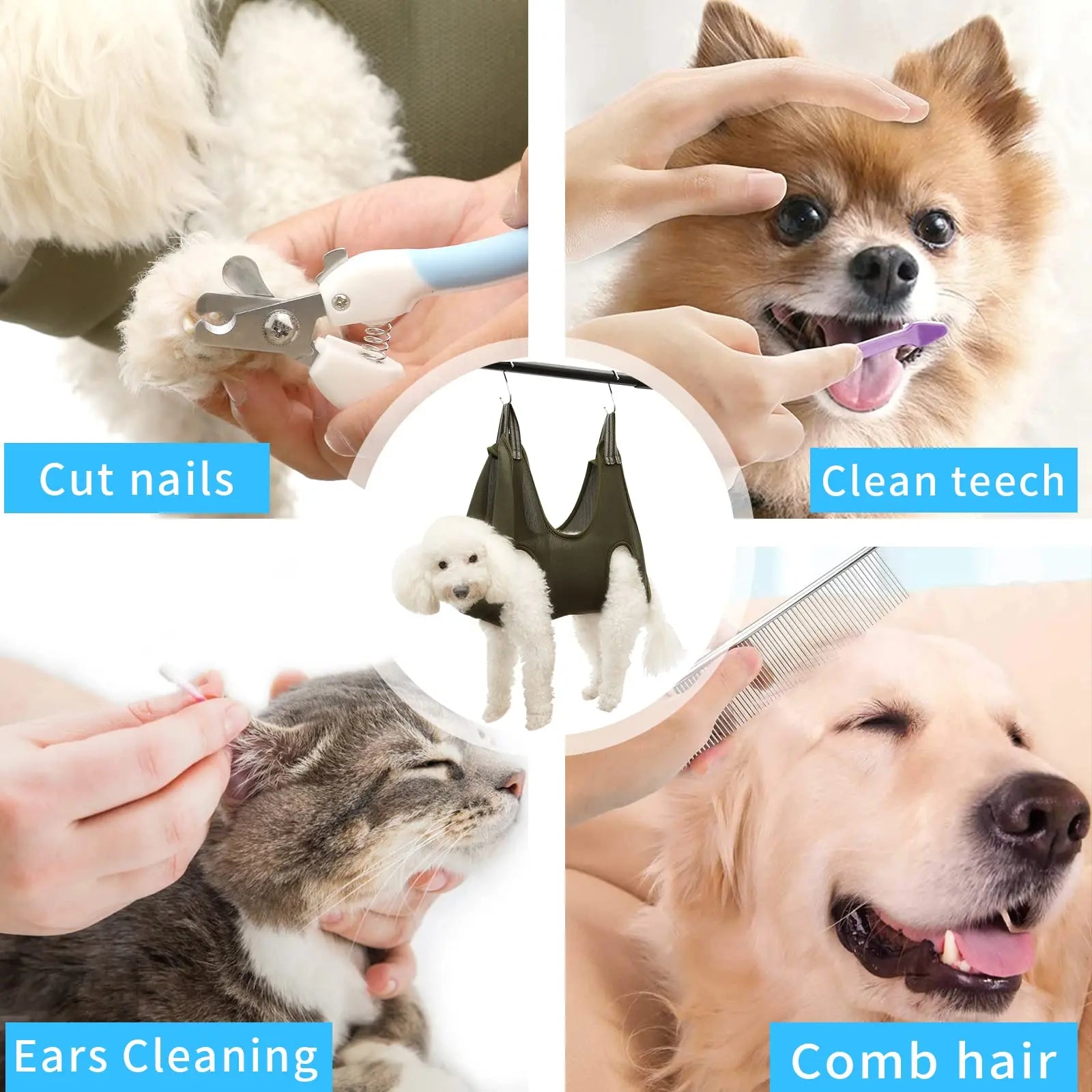 6-in-1 Pet Kit: Hammock, Clippers, Comb. A0009