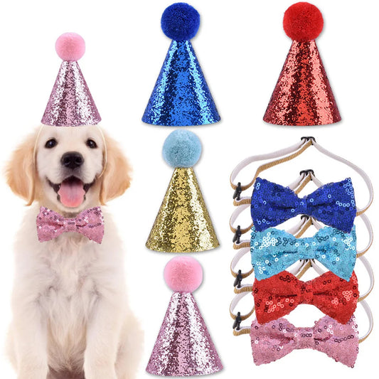 2Pcs/Set Cat & Dog Bow Tie Hat A0220