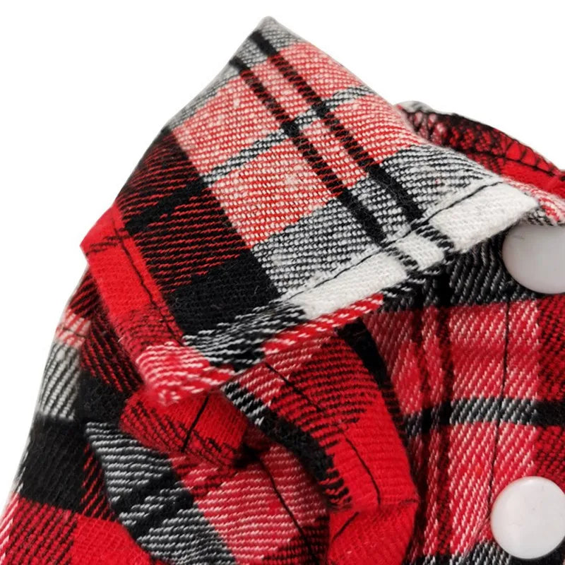 British - Style Plaid Cotton Dog Shirts.A0163