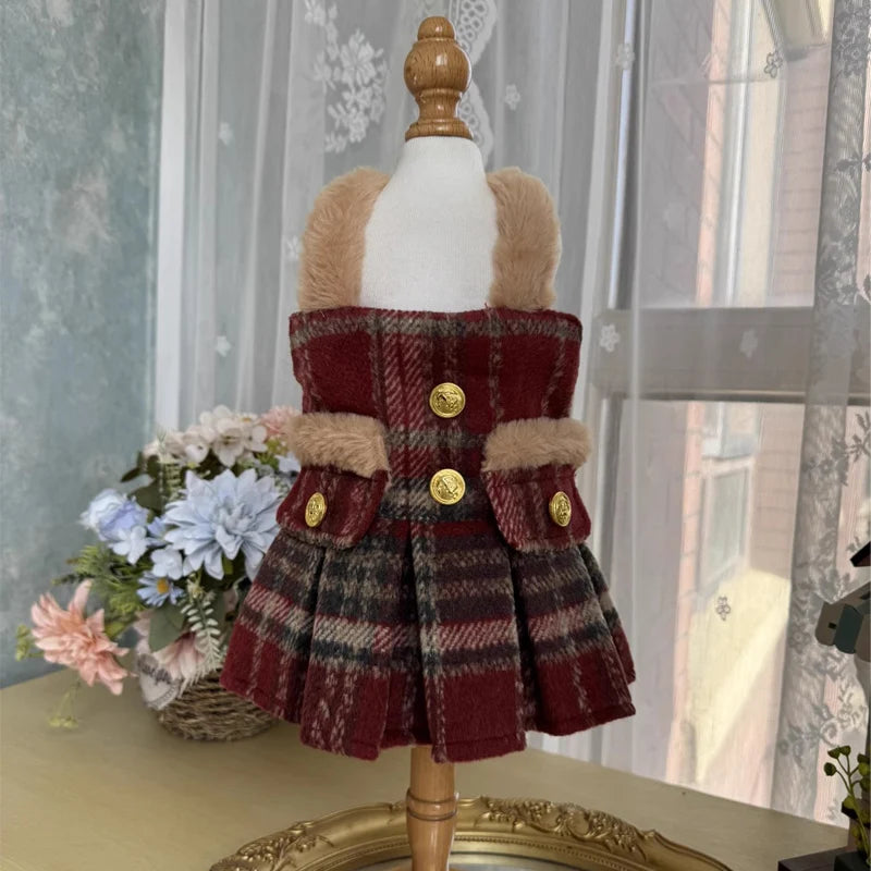 Pet Clothing Wine Red Wool Skirt A0186