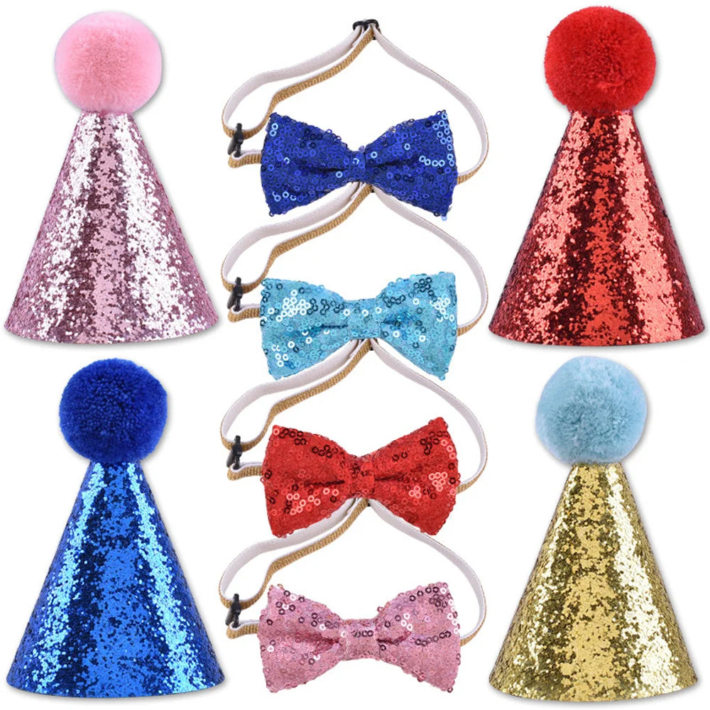 2Pcs/Set Cat & Dog Bow Tie Hat A0220