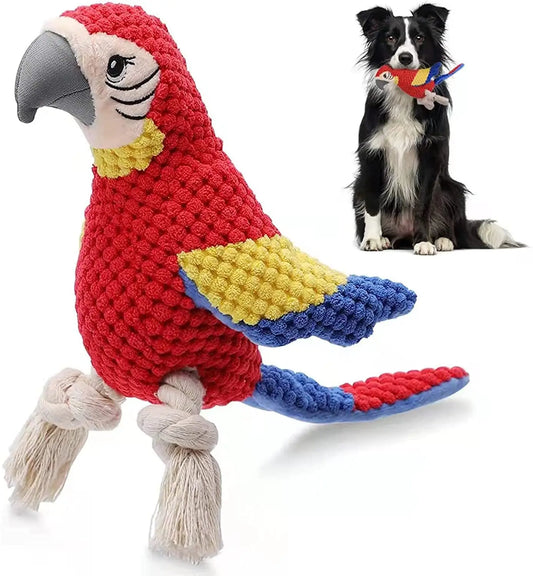 Indestructible Plush Parrot Squeaky Dog Toy A0423