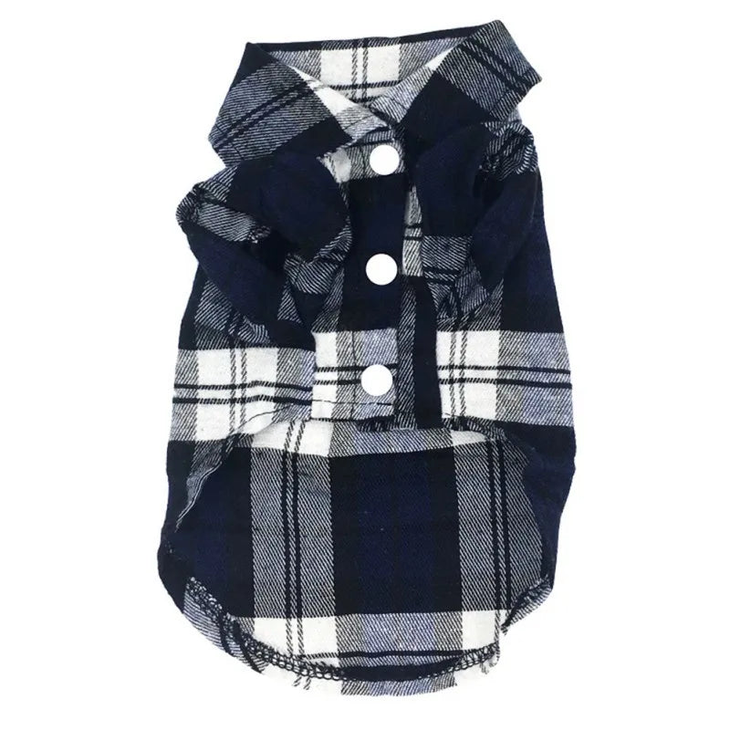 British - Style Plaid Cotton Dog Shirts.A0163