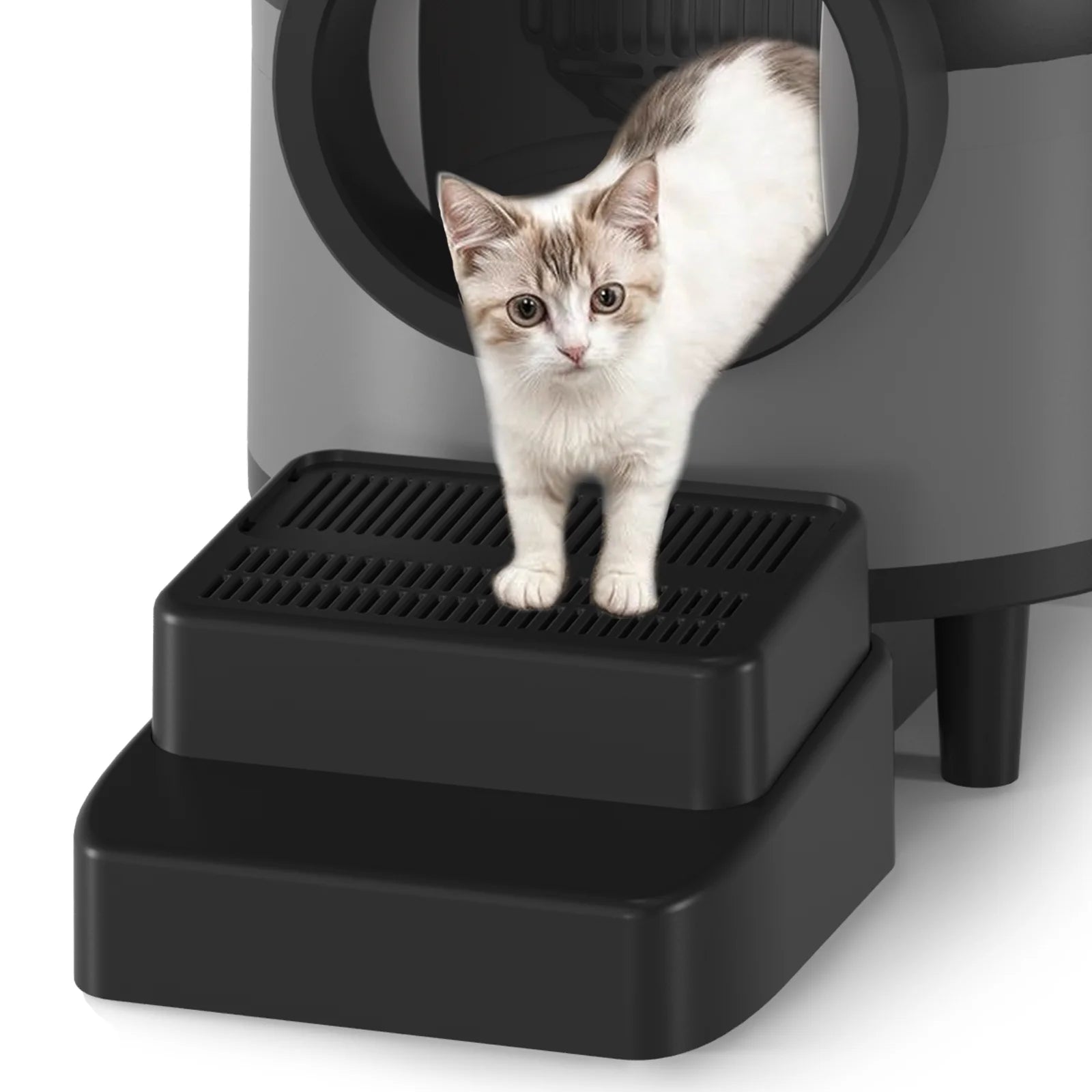 Automatic Cat Litter Box with Pedal 3-Step Stool & Adjustable Ramp A0352