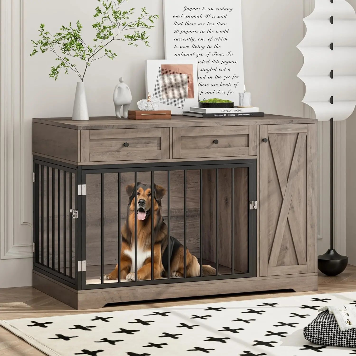 Wooden Dog Crate with Storage A0004