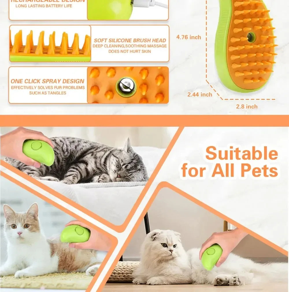 3-in-1 Pet Steam Brush for Grooming A0113