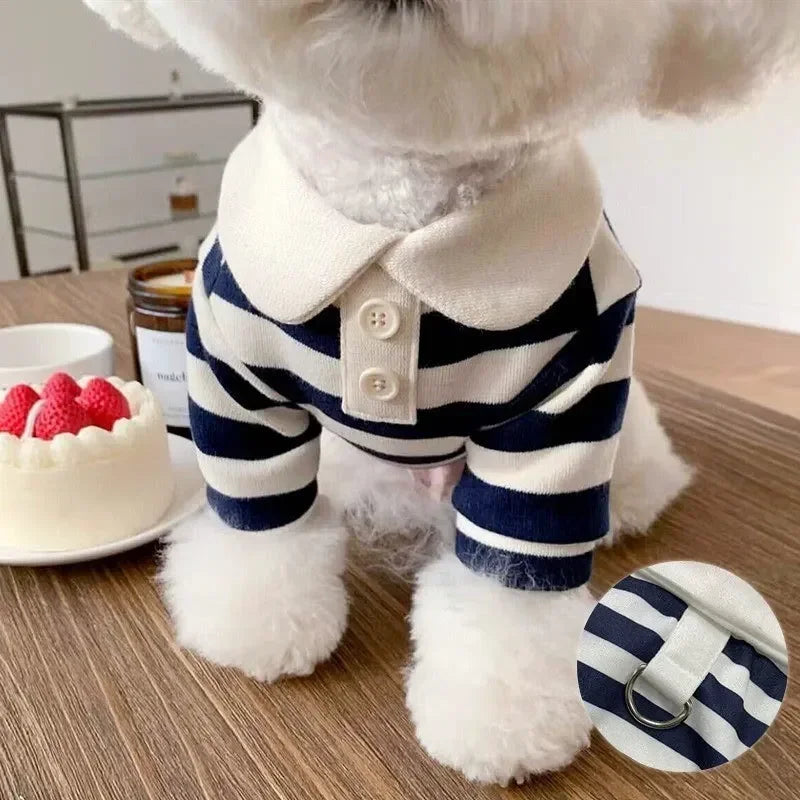 Striped Summer Polo for small Dog.A0136