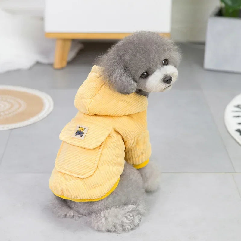 Corduroy Dog Coat with Leash D-ring A0065