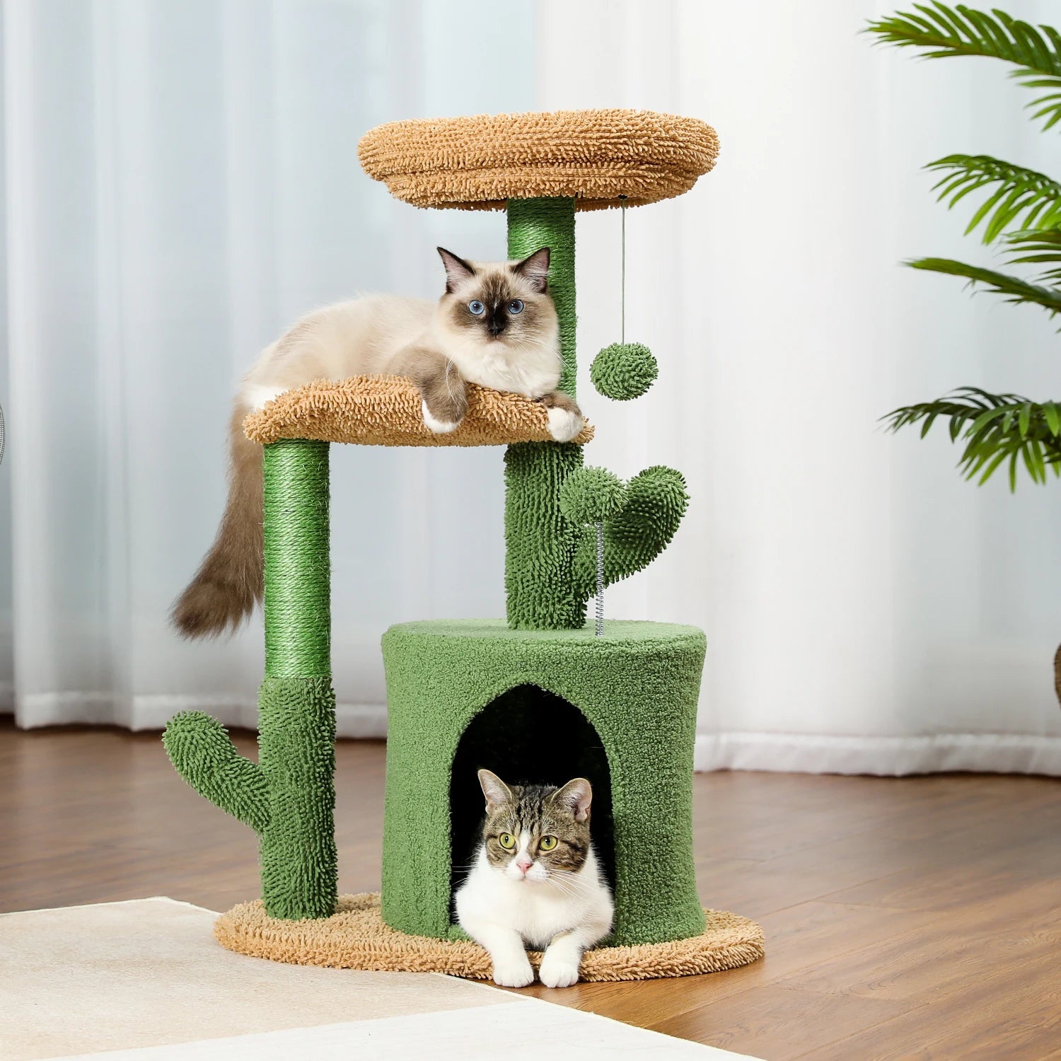 Festive Cactus Cat Scratching Post Tower with Sisal Rope  A0291