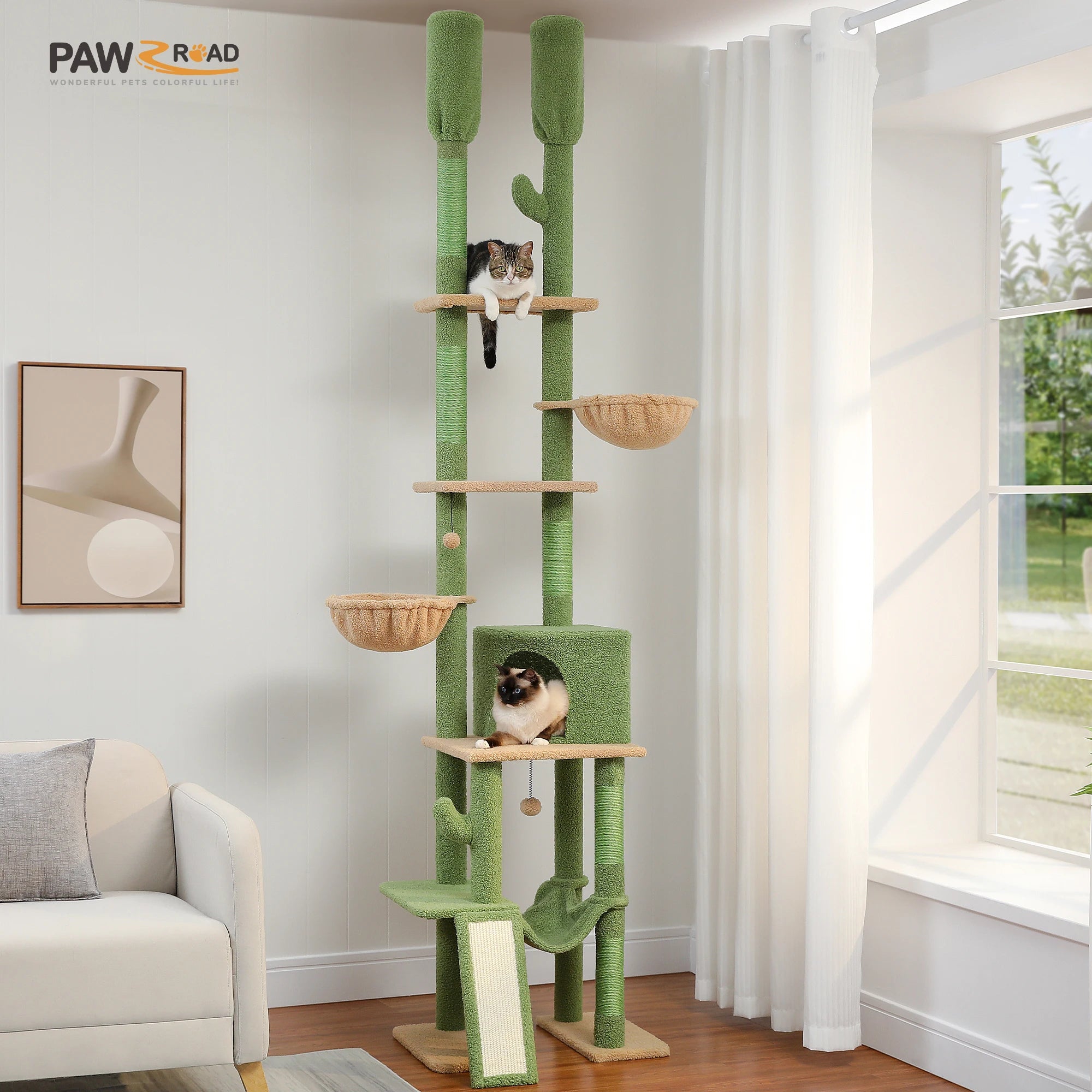 7-Tier Cactus Cat Tree with Scratching Posts A0308